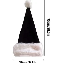 2 stk. Sort Julemandshat - Voksne Deluxe Sort og Hvid Jul Julehat Pakke