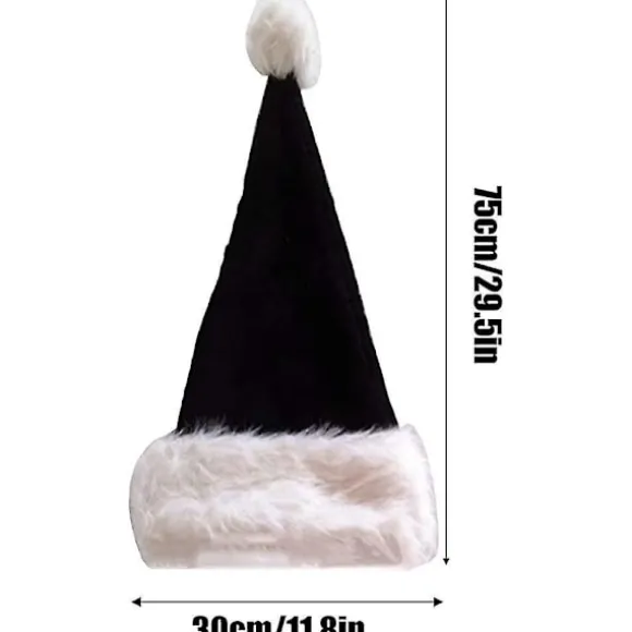 2 stk. Sort Julemandshat - Voksne Deluxe Sort og Hvid Jul Julehat Pakke