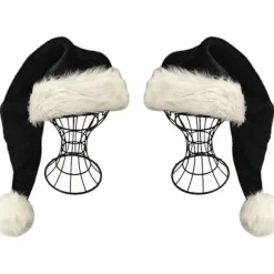 2 stk. Sort Julemandshue - Deluxe sort og hvid Julehat