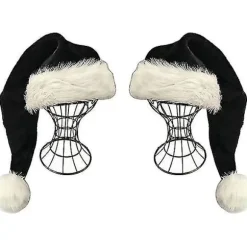 2 stk Sorte Julemandshuer - Deluxe Sort og Hvid Julehatpakke til Voksne -xx