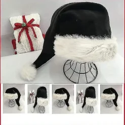 2 stk Sorte Julemandshuer - Deluxe Sort og Hvid Julehatpakke til Voksne -xx