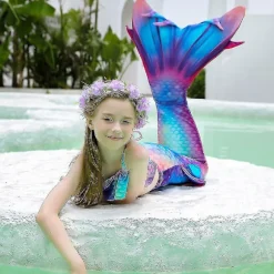 5 stk/ sæt Piger Havfrue Hale Badetøj Børn Havfrue Ariel Cosplay Kostume Fantasy Strand Bikini Sæt 1