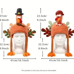 1 stk./2 stk. Thanksgiving 3D kalkunhat dekoration, egnet til mænd og kvinder, plys hat dekoration, egnet til Thanksgiving fester, Thanksg (FMY) 2pcs Female+male | Fyndiq