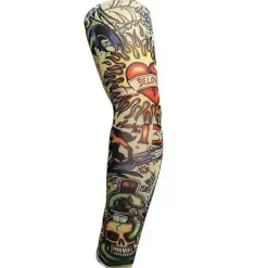 1 stk. tatoveringsærme til mænd og kvinder, falsk tatoveringsarmvarmer, elastisk UV-beskyttelse, cool printet, soltæt, unisex punk-modeærme