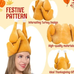 2 stk. Thanksgiving Stegte Tyrkehuer, Halloween Nyhedshuer til Børn Kvinder & Mænd, Thanksgiving Party Favor Forbrugsvarer, Thanksgiving Kostume