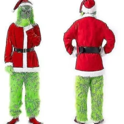 7 stk. The Grinch-kostume Jule Cosplay Voksen Julemandskostume Sæt + Maske A-WELLNGS Kun Maske Maske only{KPO} Mask only M