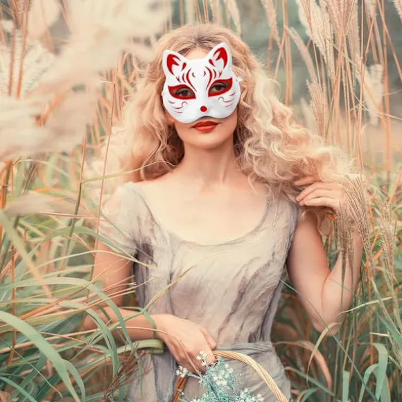 10 stk. Therian Mask Kat Ræv Maske Therian Halloween Maske Therian Kostume til Børn Voksne Tom Maske til Feriefest & Therian-SS1-