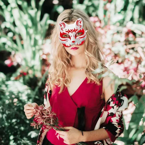 10 stk. Therian Mask Kat Ræv Maske Therian Halloween Maske Therian Kostume til Børn Voksne Tom Maske til Feriefest & Therian-SS1-