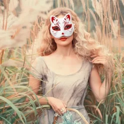 10 stk. Therian Maske Kat Ræv Maske Therian Halloween Maske Therian Kostume til Børn Voksne Tom Maske til Julefrokost & Therian WELLNGS