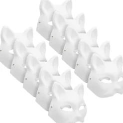 10 stk Therian Maske Katte Ræv Maske Therian Halloween Maske Therian Kostume til Børn Voksne Tom Maske til Julefest & Therian WELLNGS