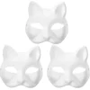 3 stk. Therian Masker Hvide Kattemasker Blanke DIY Maske Dyr, Kattemasker