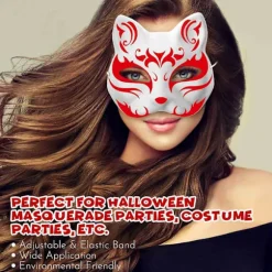 3 stk. Therian masker Hvide kattemasker Blanke DIY Halloween maske Dyr, kattemaske
