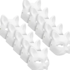 10 stk. Therian Masker Kat Rævemaske Therian Halloween Maske Therian Kostume til Børn Voksne Tom Maske til Julefest &