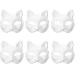 6 stk. tomme katte-cosplaymasker tegneseriepapmaske voksenmaske