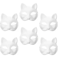 6 stk. tomme katte-cosplaymasker tegneseriepapmaske voksenmaske