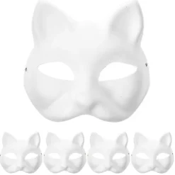 5 stk. tomme kattemasker Børnehave Kostume Cosplay Maske Umalet Kattemasker