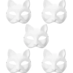 5 stk. tomme kattemasker Børnehave Kostume Cosplay Maske Umalet Kattemasker