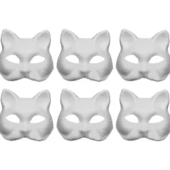 6 stk. Ufærdige Kat Cosplay Masker Tegneserie Papirmaske Voksen Maskerade Festartikler