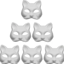 6 stk. Ufærdige Kat Cosplay Masker Tegneserie Papirmaske Voksen Maskerade Festartikler