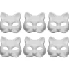 6 stk. Umalet Kat Cosplay Masker Tegneserie Papir Maske Voksen Maskerade Festartikler Hvid 18X16X6CM