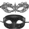 2 stk. venetianske maske til maskeradebal, fest og kostumefest - størrelse: sort