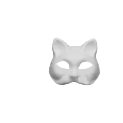 15 stk. Vita Dekorativa Malbare Masker Halvt Ansigt Kattemasker Halloweenfest Tomt Papir Enkelt