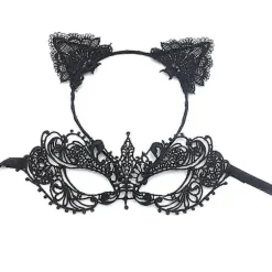5 stk./sæt Katteører Pandebånd Maske Halskæde Handsker Sexy Kat Kostume Sæt til Fest