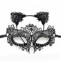 5 stk./sæt Katteører Pandebånd Maske Halskæde Handsker Sexy Kat Kostume Sæt til Fest