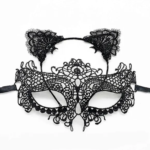 5 stk./sæt Katteører Pandebånd Maske Halskæde Handsker Sexy Kat Kostume Sæt til Fest