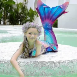 5 stk./sæt Piger Havfrue Hale Badetøj Børn Havfrue Ariel Cosplay Kostume Fantasy Strand Bikini Y.110.Sæt 3