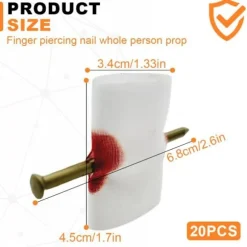 20 Stykker Finger Piercing og Sømpåførings Tilbehør Falsk Finger Spøg, Magisk Tommelfinger, Falsk Finger Magisk Tommelfinger, Fingerkunst