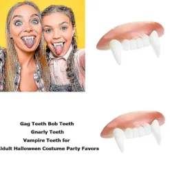 12 stykker gag-tænder, bob-tænder, googly-tænder, falske tænder, vampyrgebis-tænder, sjove skøre kunstige tænder til HalloweenCJY