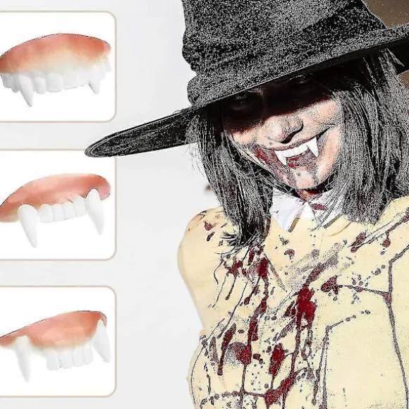 12 stykker gag-tænder, bob-tænder, googly-tænder, falske tænder, vampyrgebis-tænder, sjove skøre kunstige tænder til HalloweenCJY