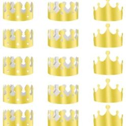 36 Stykker Gyldne Kongekroner Guldfolie Papir Festkrone Hat Hætte til Fødselsdagsfest Baby Shower Fotorekvisitter (Guld)