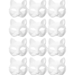 12 Tomme Masker Kattemasker Kostume Cosplay Maske Børnehave Lav din egen umalede kattemaske