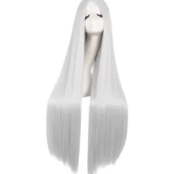 40 tommer/100 cm Moderigtig Lige Naturlig Lang Anime Kostume Paryk (White)