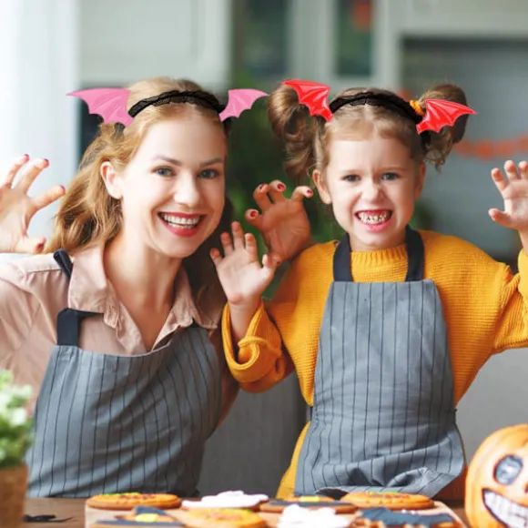 3 typer af flagermus pandebånd, Halloween pandebånd, glitrende lyserøde og sorte bolde, Halloween hårtilbehør, pigers fødselsdagsfest (rød+pink+sølv) | Fyndiq