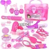 25 Udklædnings Makeup Legetøj til Børn Pink Prinsesse Frisør Simulation Plastiklegetøj Pige Kosmetik