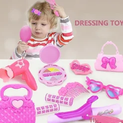 25 Udklædnings Makeup Legetøj til Børn Pink Prinsesse Frisør Simulation Plastiklegetøj Pige Kosmetik