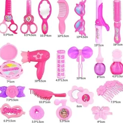25 Udklædnings Makeup Legetøj til Børn Pink Prinsesse Frisør Simulation Plastiklegetøj Pige Kosmetik
