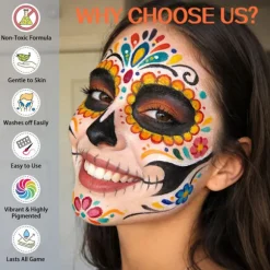 18 vaskbare ansigtsmalinger til børn og voksne, komplet ansigts- og kropsmalingspalet med pensel, giftfri og hudvenlig formel, ideel til 18 Colors Face Body Paint Palette | Fyndiq