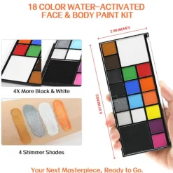 18 vaskbare ansigtsmalinger til børn og voksne, komplet ansigts- og kropsmalingspalet med pensel, giftfri og hudvenlig formel, ideel til 18 Colors Face Body Paint Palette | Fyndiq