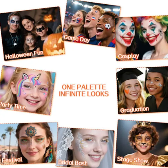 18 vaskbare ansigtsmalinger til børn og voksne, komplet ansigts- og kropsmalingspalet med pensel, giftfri og hudvenlig formel, ideel til 18 Colors Face Body Paint Palette | Fyndiq