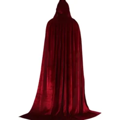 1 Voksen Hoved Kappe, Cosplay Kostume Fløjl Robe, Kappe Hexe Troldmand Kappe Rød Red 3XLarge(180-200cm)