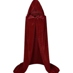 1 Voksen Hoved Kappe, Cosplay Kostume Fløjl Robe, Kappe Hexe Troldmand Kappe Rød Red 3XLarge(180-200cm)