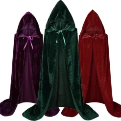 1 Voksen Hætte Kappe, Cosplay Kostume Fløjl Kappe, Hexe Troldmand Kappe Lilla Purple Large(120-140cm)