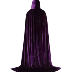 1 Voksen Hætte Kappe, Cosplay Kostume Fløjl Kappe, Hexe Troldmand Kappe Lilla Purple Large(120-140cm)