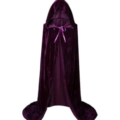 1 Voksen Hætte Kappe, Cosplay Kostume Fløjl Kappe, Hexe Troldmand Kappe Lilla Purple Large(120-140cm)