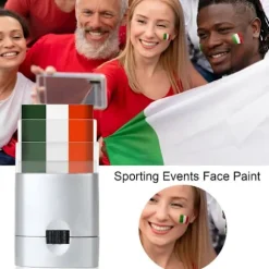 (A) 3 farver patriotisk ansigtsmaling til atleter, sportsfans, voksne og børn, ansigtsmalingscreme til sportsbegivenheder
