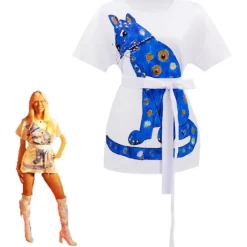 ABBA Retro Agnetha Fältskog Cosplay Kostume - Blåt Festkostume, Halloween Damekostume, Størrelse XL Blue Agnetha XL